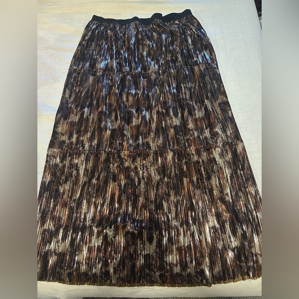Johnny Was Multicolor Pleated Maxi Skirt